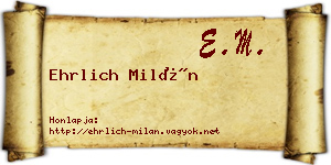 Ehrlich Milán névjegykártya