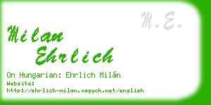 milan ehrlich business card